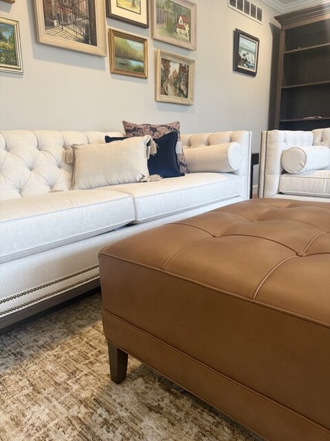 Nassau Leather Square Ottoman | Ethan Allen